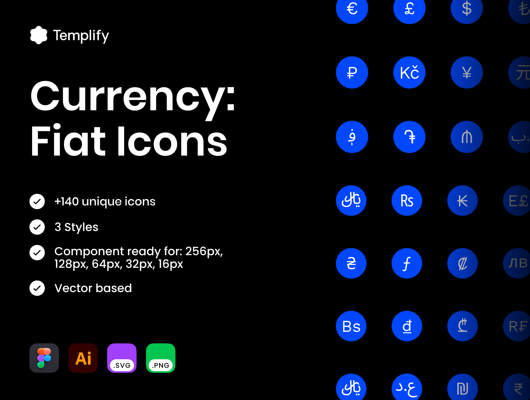 270+款时尚加密货币虚拟货币符号图标设计Figma/PNG/AI格式素材 Currency Icons: Crypto and Fiat , 第1张