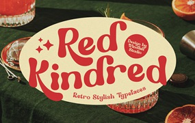 复古趣味新艺术迷幻Y2K标题logo排版西文英文手写衬线字体Red Kindred – Retro Display Font