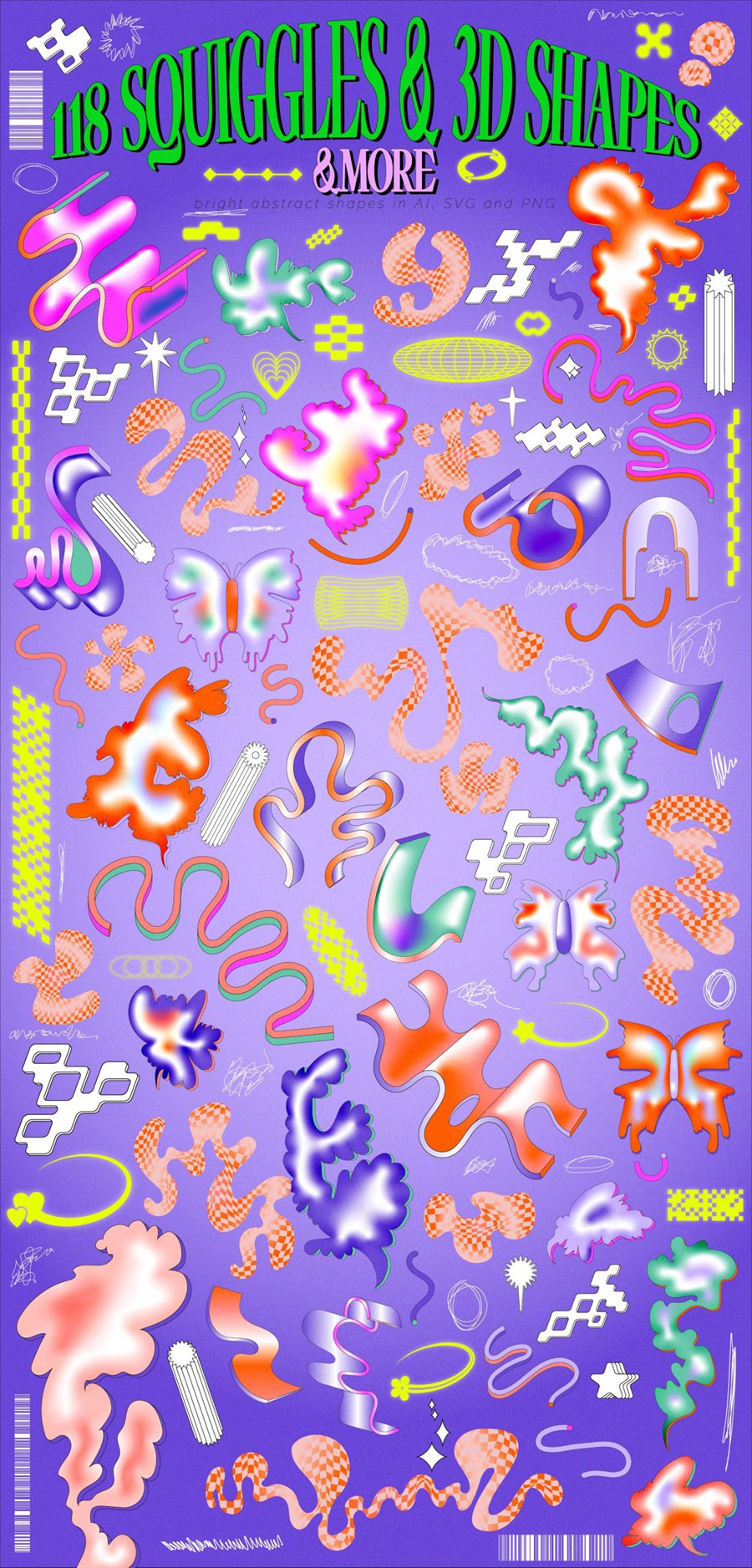 Postmodern Squiggle 2 Vector Clipart 复古后现代波浪形 PART2 PNG、AI矢量图抽象形状剪贴画 (波浪形、3D 形状、发光图形、涂鸦等!) 图片素材 第3张