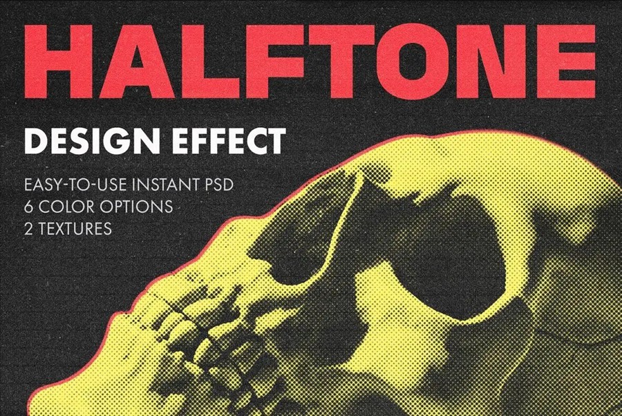 复古半色调riso打印复印照片效果ps特效滤镜样机 Halftone Design Effect , 第1张