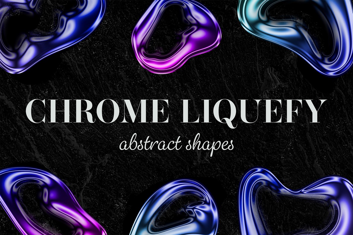 45组未来抽象几何透明气泡png免抠背景图片设计素材 Chrome Liquefy Abstract Shapes , 第1张