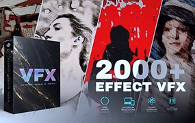 VFX Effects Pack V2 手绘素描水彩胶片损坏颗粒胶片预设雪漏光耀斑故障视觉特效包