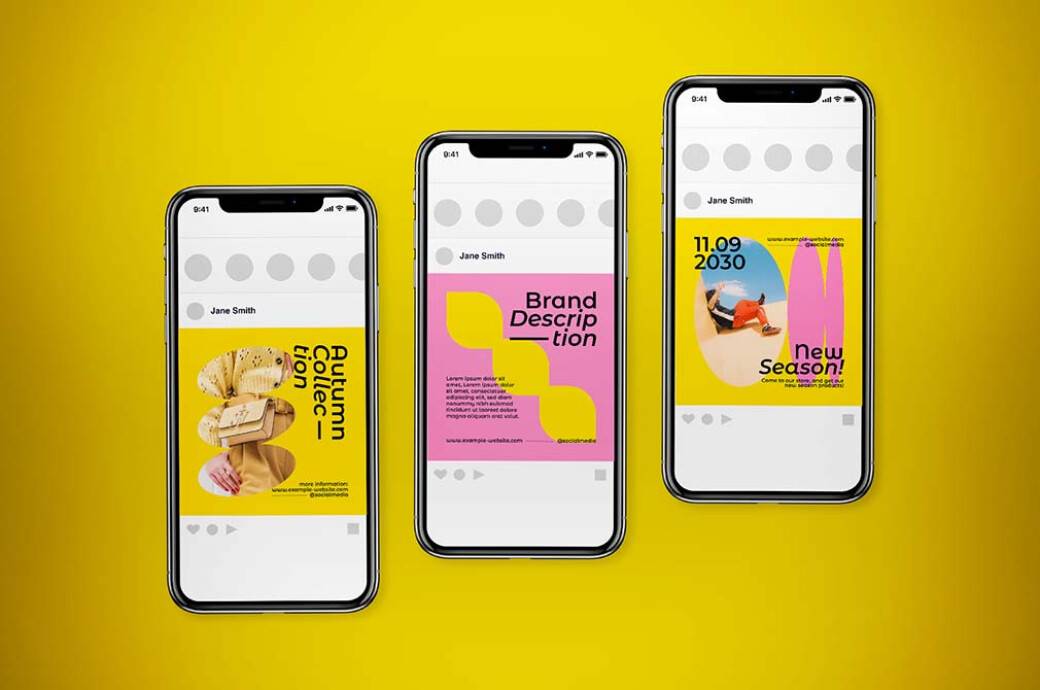 12组炫彩品牌推广公众号推文电商海报设计PSD/AI模板素材 Geometric Shapes Social Media Templates , 第3张