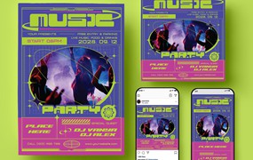 时尚ins风俱乐部酒吧音乐DJ派对海报设计PSD/AI源文件素材 Music Party Flyer