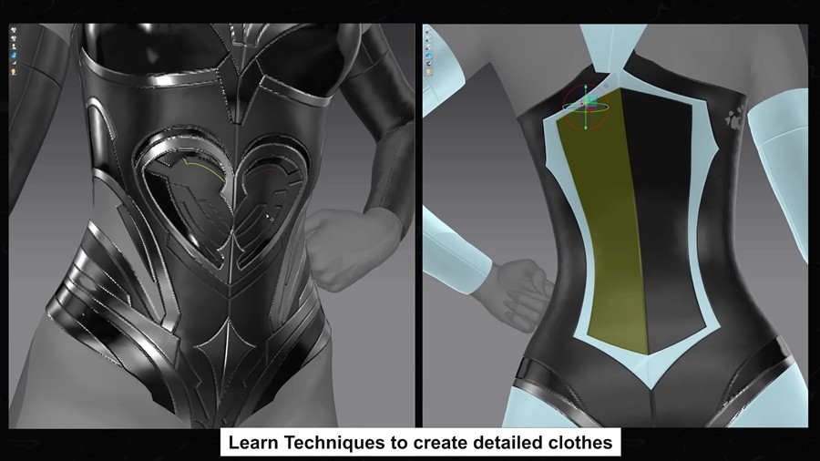 Zbrush/Substance Painter创建动漫角色盔甲衣服模型视频教程 HOW I CREATE ARMOR & CLOTHES with Marvelous Designer , 第5张