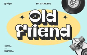 复古俏皮逆反差徽标Logo产品海报标题设计PSAI英文字体安装包 OldFriend – Display Font