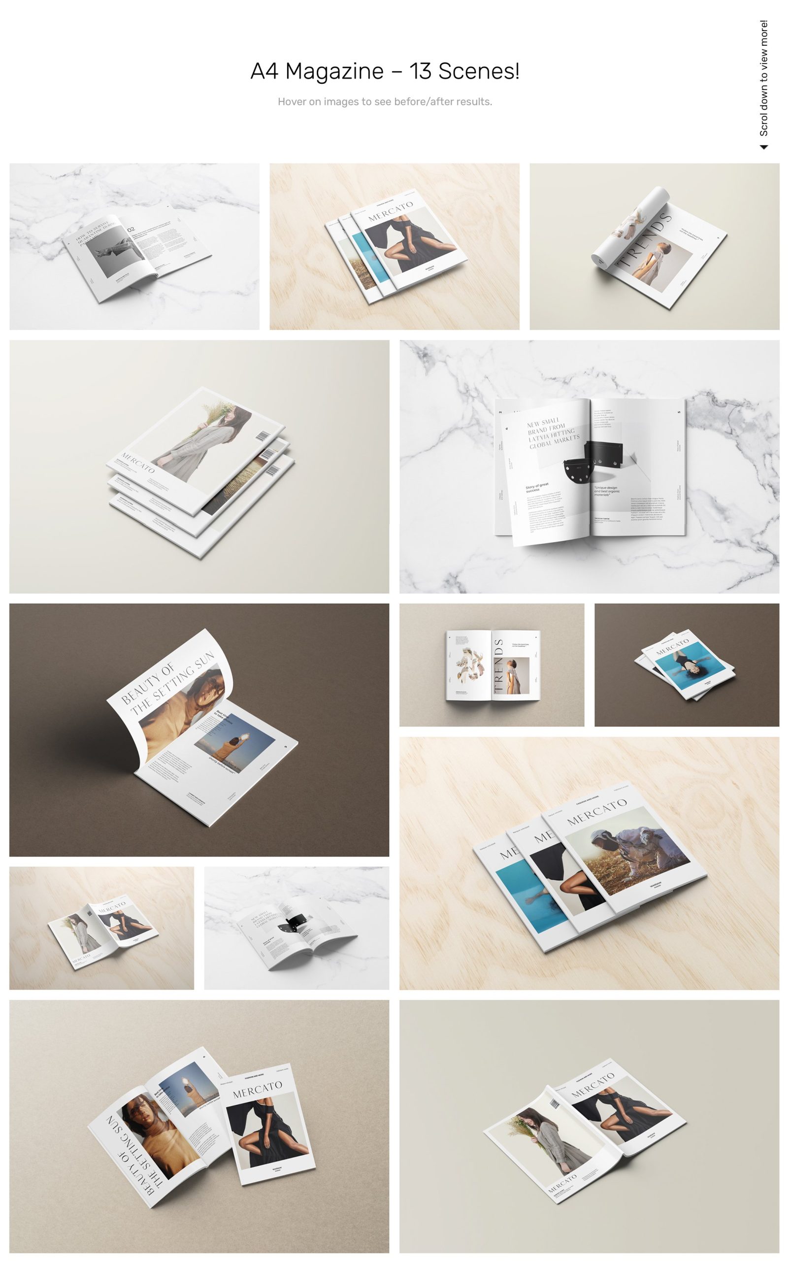 52个时尚简洁杂志打印Photoshop模板 Magazine Mockups - 52 Scenes 样机素材 第3张