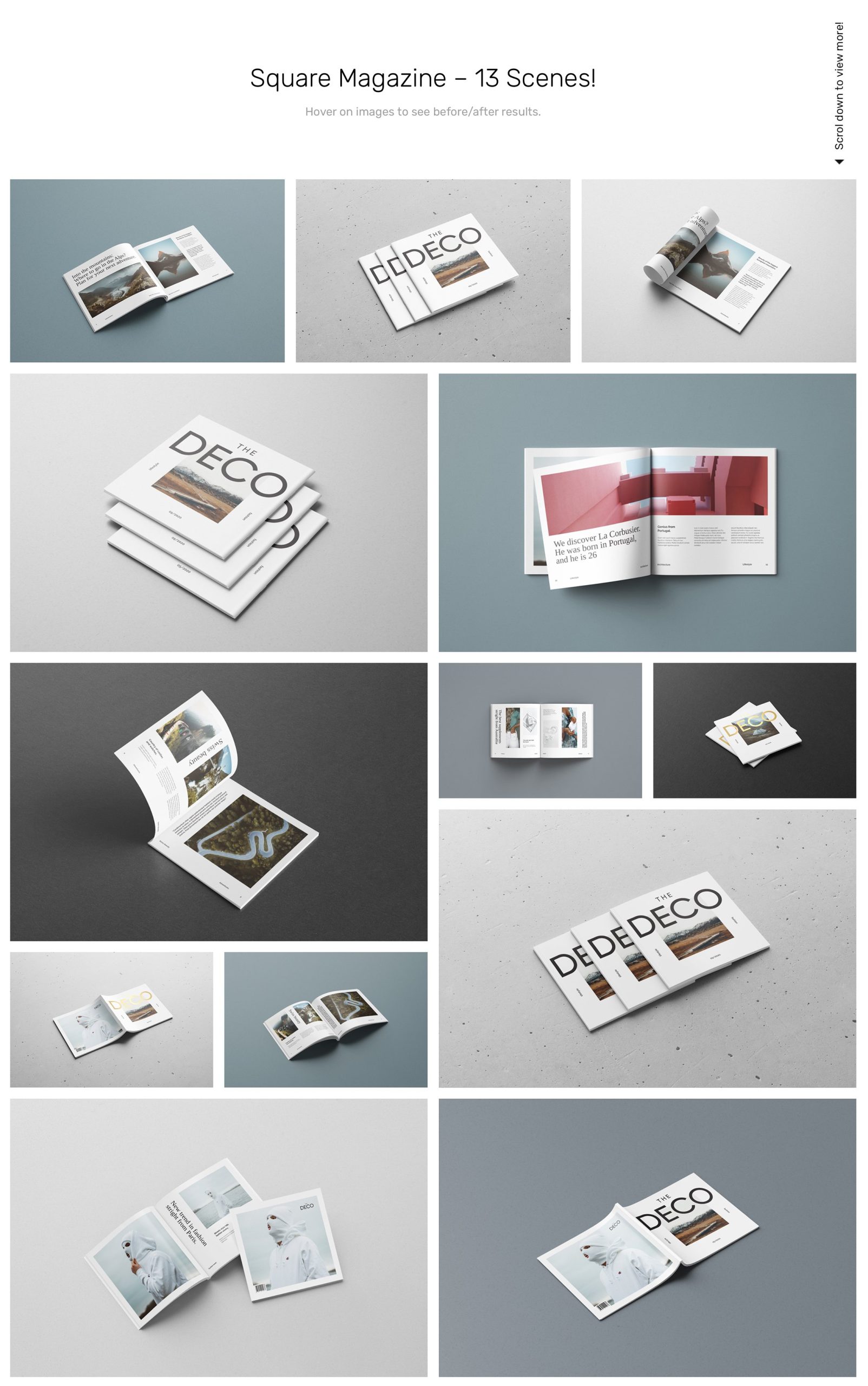 52个时尚简洁杂志打印Photoshop模板 Magazine Mockups - 52 Scenes 样机素材 第5张