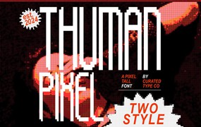 现代复古像素风杂志海报徽标设计无衬线英文字体安装包 Thuman Pixel – 8Bit Tall Sans Font