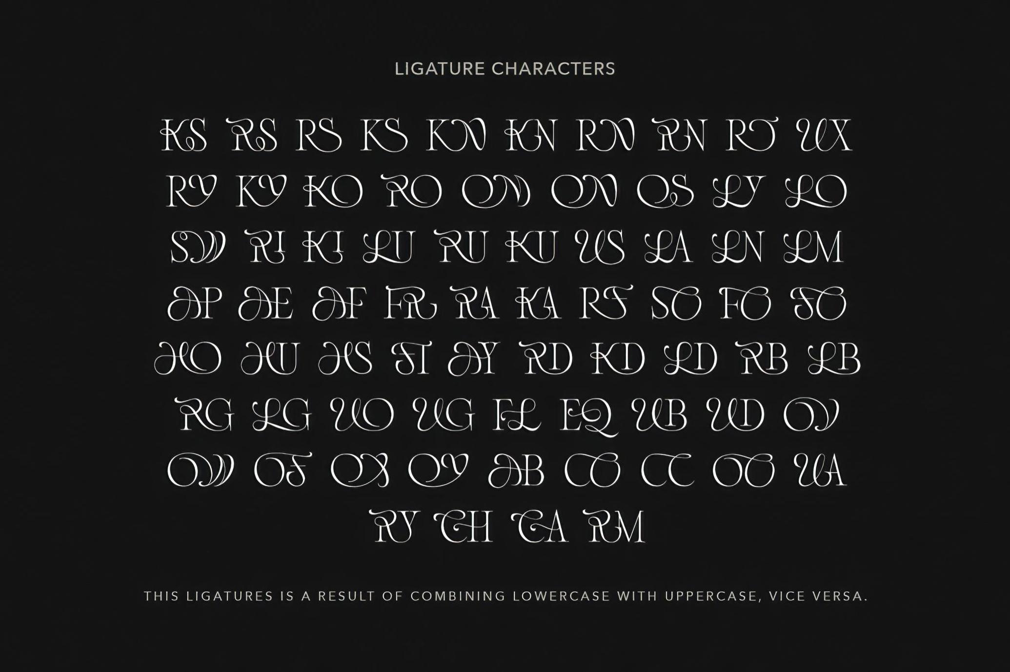 经典优雅奢华大写婚礼请柬logo标题设计PSAI衬线英文字体安装包Luxury Charm — Modern Ligature Font , 第9张