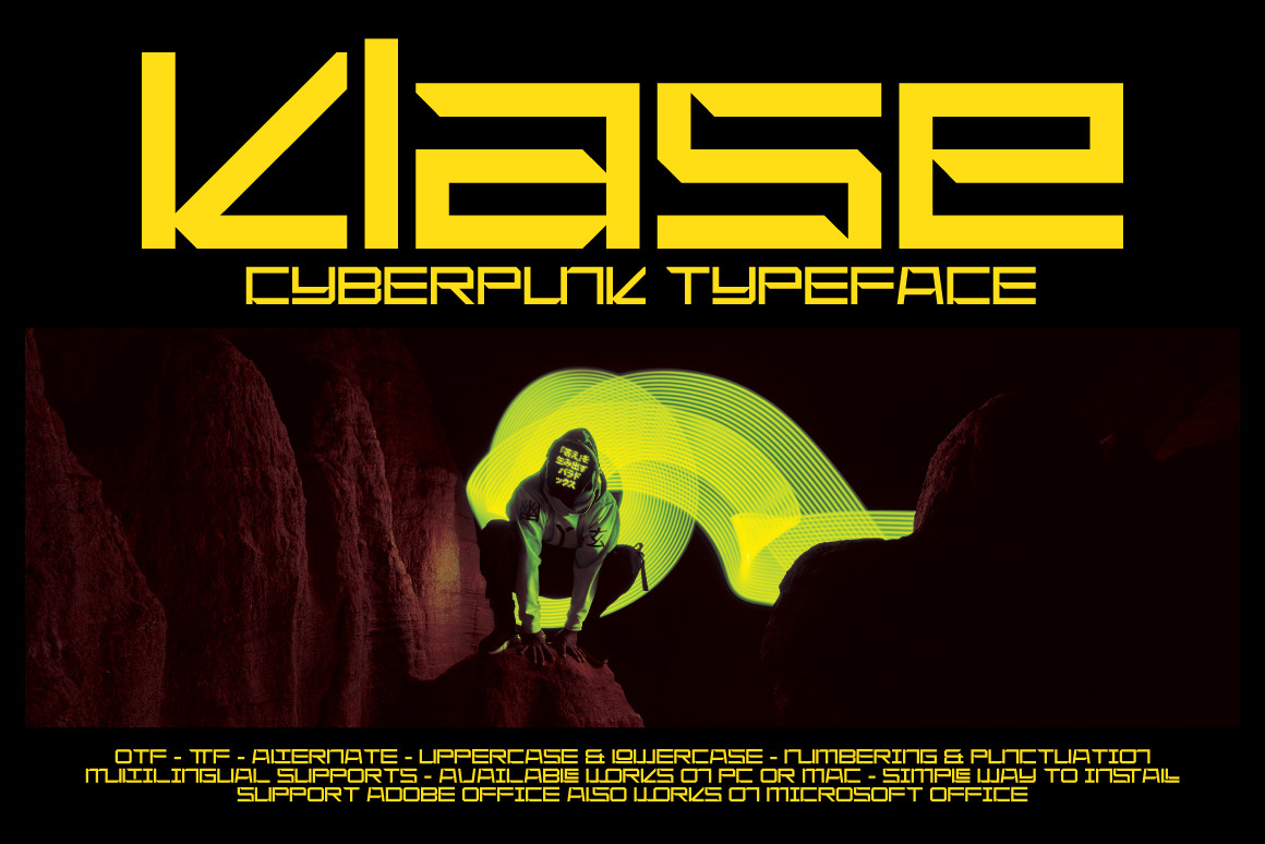 时尚赛博朋克杂志海报徽标设计装饰英文字体安装包 Klase – Cyberpunk Font , 第1张