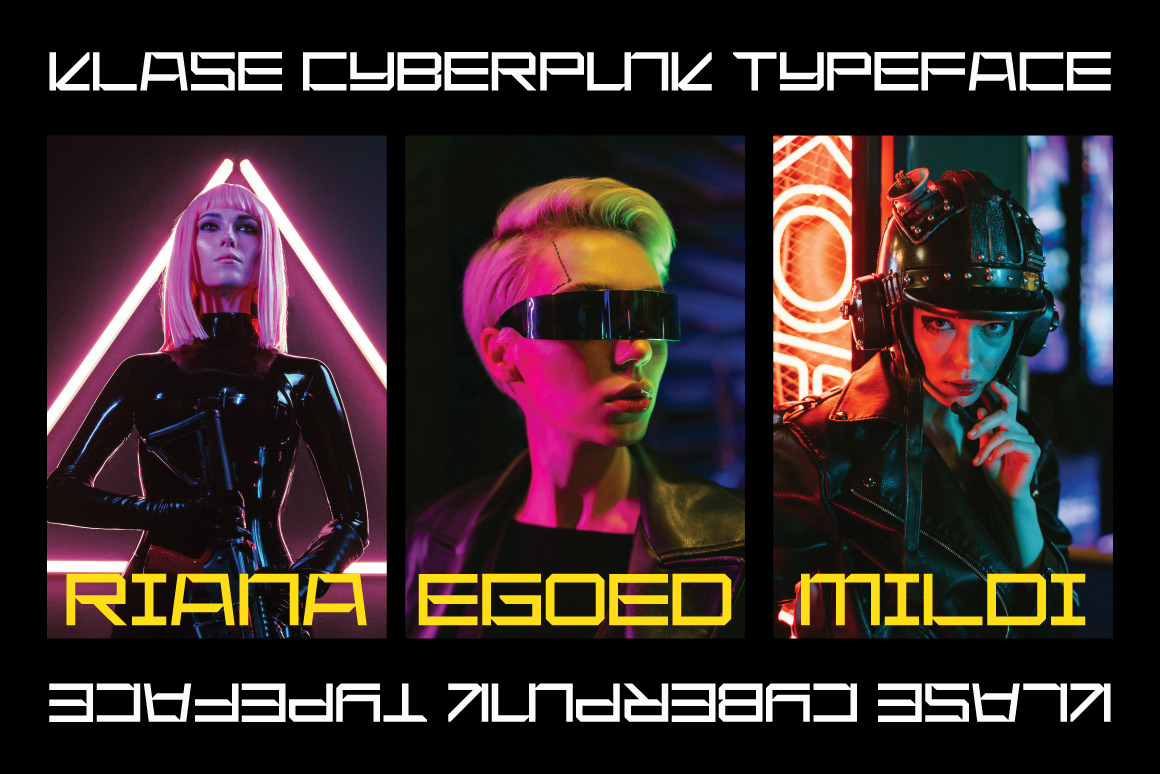 时尚赛博朋克杂志海报徽标设计装饰英文字体安装包 Klase – Cyberpunk Font , 第3张