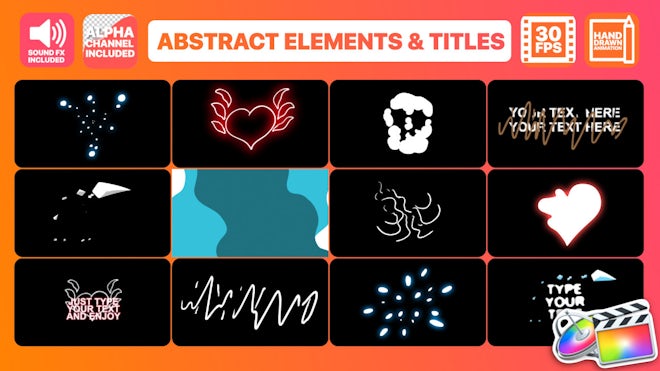 FCPX插件：200多个抽象趣味2D手绘烟雾、闪电、火焰、液体、卡通涂鸦元素背景转场 , 第5张