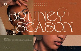 现代优雅品牌婚礼请柬包装徽标设计衬线英文字体安装包 Bruney Season Font – Elegant Display Serif