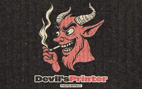 老式打印照片效果ps特效滤镜镜样机 Devil’s Printer Design Effect