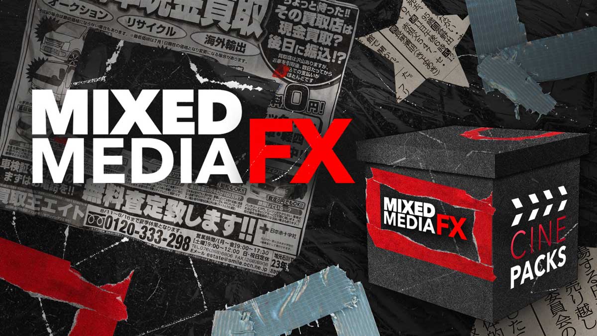 Cinepacks - Mixed Media FX 全新创意级嘻哈风格混合媒体报纸、磁带、塑料、胶片帧转场叠加纹理视频素材 , 第1张