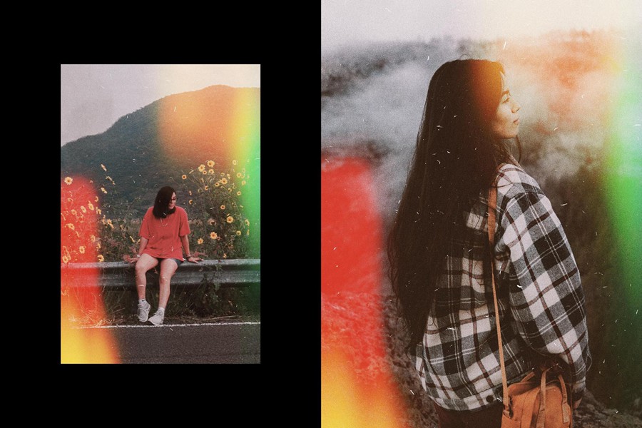 复古做旧划痕漏光照片效果ps特效滤镜样机 Light Leaks Photo Effect , 第4张