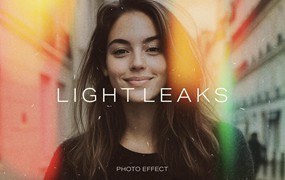 复古做旧划痕漏光照片效果ps特效滤镜样机 Light Leaks Photo Effect