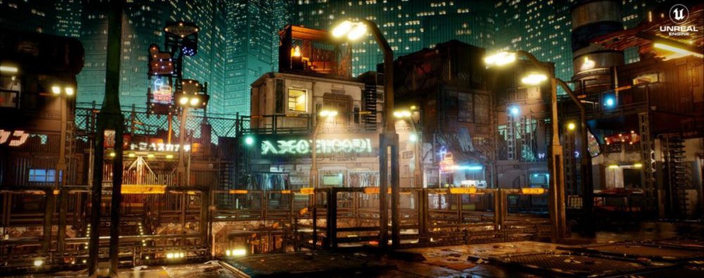 未来科幻赛博朋克城市建筑市场工厂3D模型资产UE格式Cyberpunk Rooftop Market Environment , 第14张