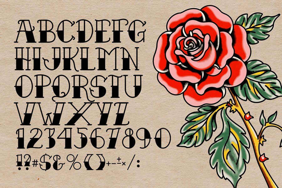 复古卡通海报包装服装徽标设计装饰英文字体安装包 Brothers Olders Vintage Tattoo Display Font , 第9张