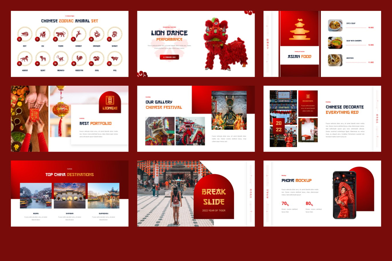 中国风农历新年春节节日年终报表简报图文设计PPT幻灯片模板Liongxi – Chinese Themes Powerpoint Template , 第2张