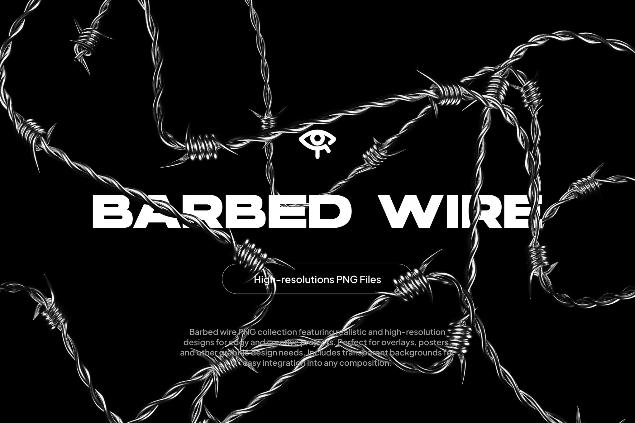 50款暗黑死亡地下摇滚金属围栏铁丝网潮流艺术png免抠图片素材Barbed Wire PNG , 第1张