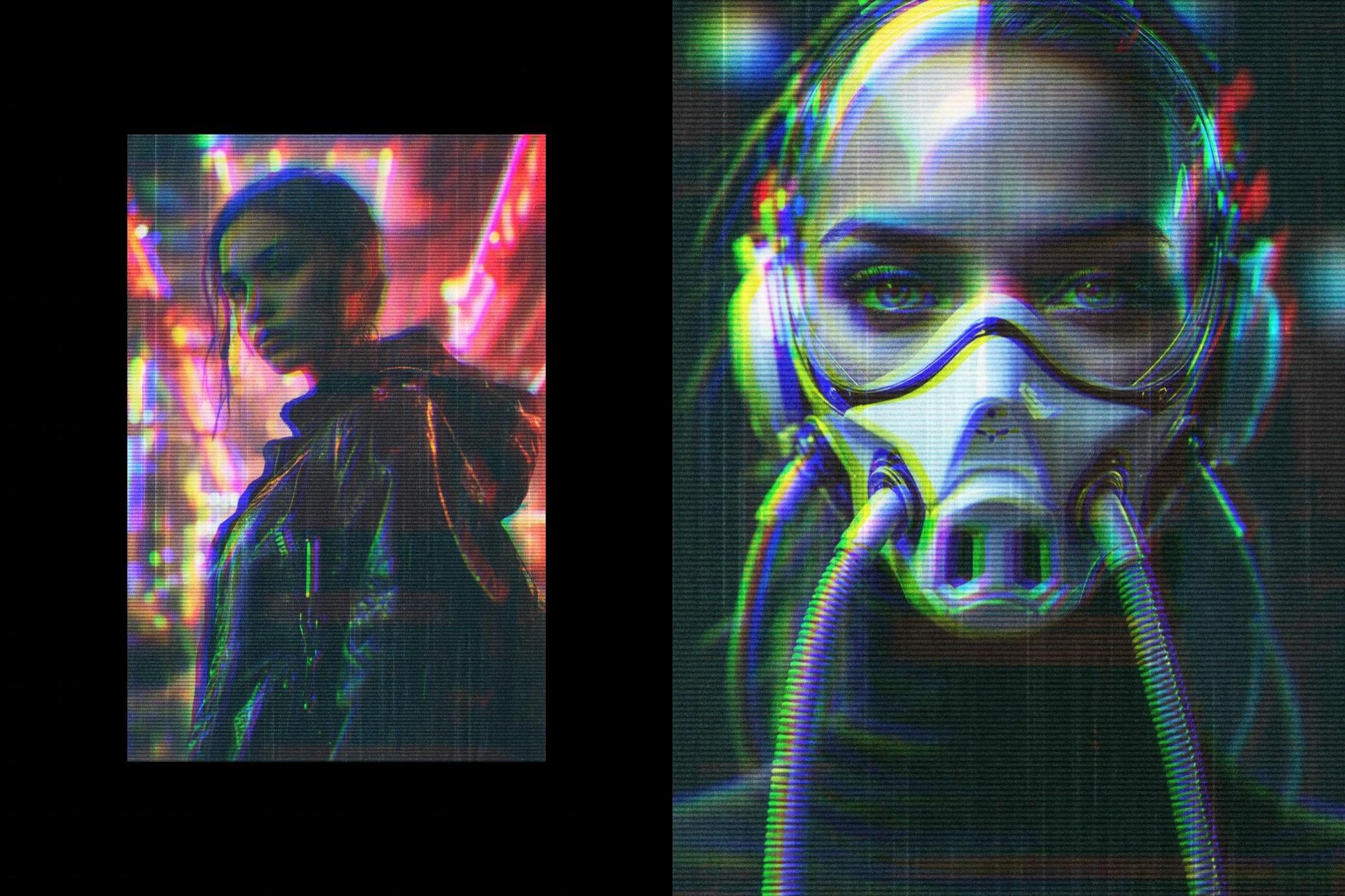 复古故障毛刺照片效果ps特效滤镜样机 Retro Glitched Photo Effect , 第2张