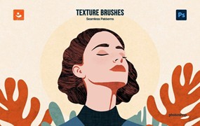 12款粗糙粒装划痕水彩裂纹绘画效果PS笔刷画笔设计素材Photoshop Texture Brushes