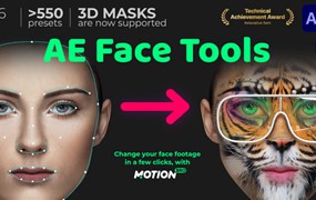 AE插件 潮流人脸面部追踪表情贴图换脸视频素材 Videohive AE Face Tools V6.0.1