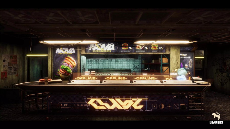 未来科幻赛博朋克风废弃汉堡店酒吧餐厅3D模型UE格式素材Nova Space Burgers – Cyberpunk Abandoned Restaurant – Space Bar + ULAT , 第25张