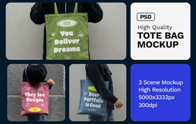 3款国外真实拍摄手提袋帆布袋Vi贴图PSD样机模板素材Tote Bag Mockup – VOL 5