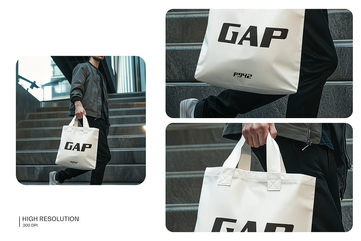 逼真都市风帆布袋手提袋设计vi贴图效果图psd样机模板素材Tote Urban Bag Mockup , 第4张