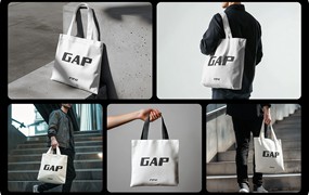 逼真都市风帆布袋手提袋设计vi贴图效果图psd样机模板素材Tote Urban Bag Mockup