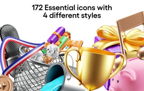 172款高质量网站app ui界面设计办公3d图标icons设计png/figma格式素材Iconly Pro 3D Icons