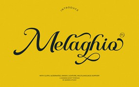 现代优雅品牌杂志海报设计手写英文字体安装包 Melaghio – Elegant Modern Script