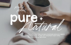 Pure Nature — Organic Font Duo 2款时尚社交媒体海报图形产品包装手写装饰无衬线字体