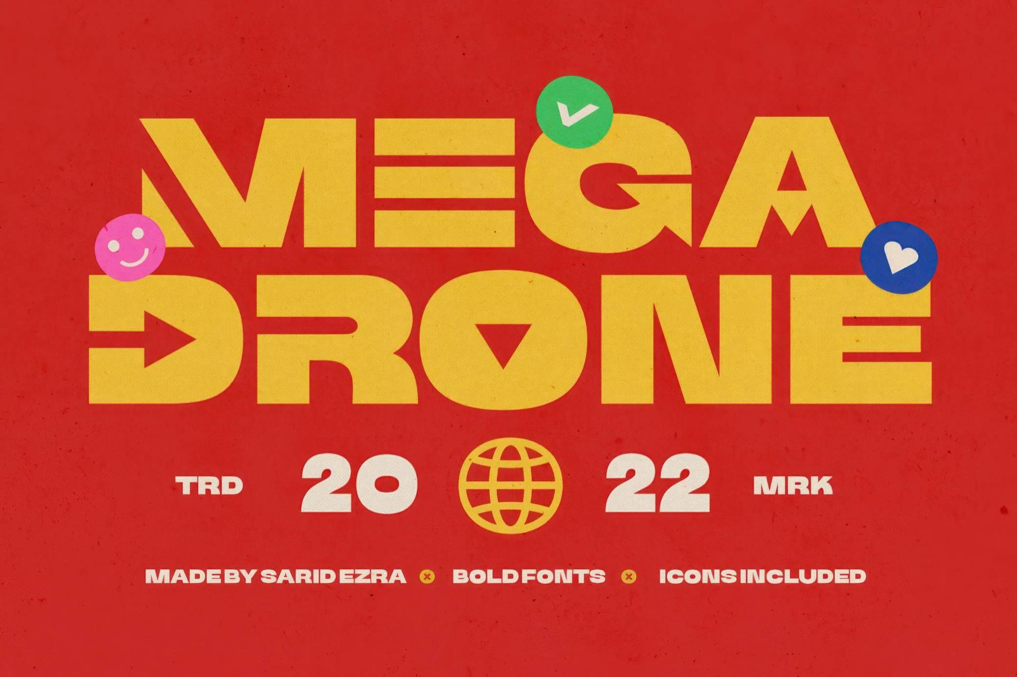 时尚俏皮海报服装徽标设计无衬线英文字体安装包 Mega Drone — Black Display Font , 第1张