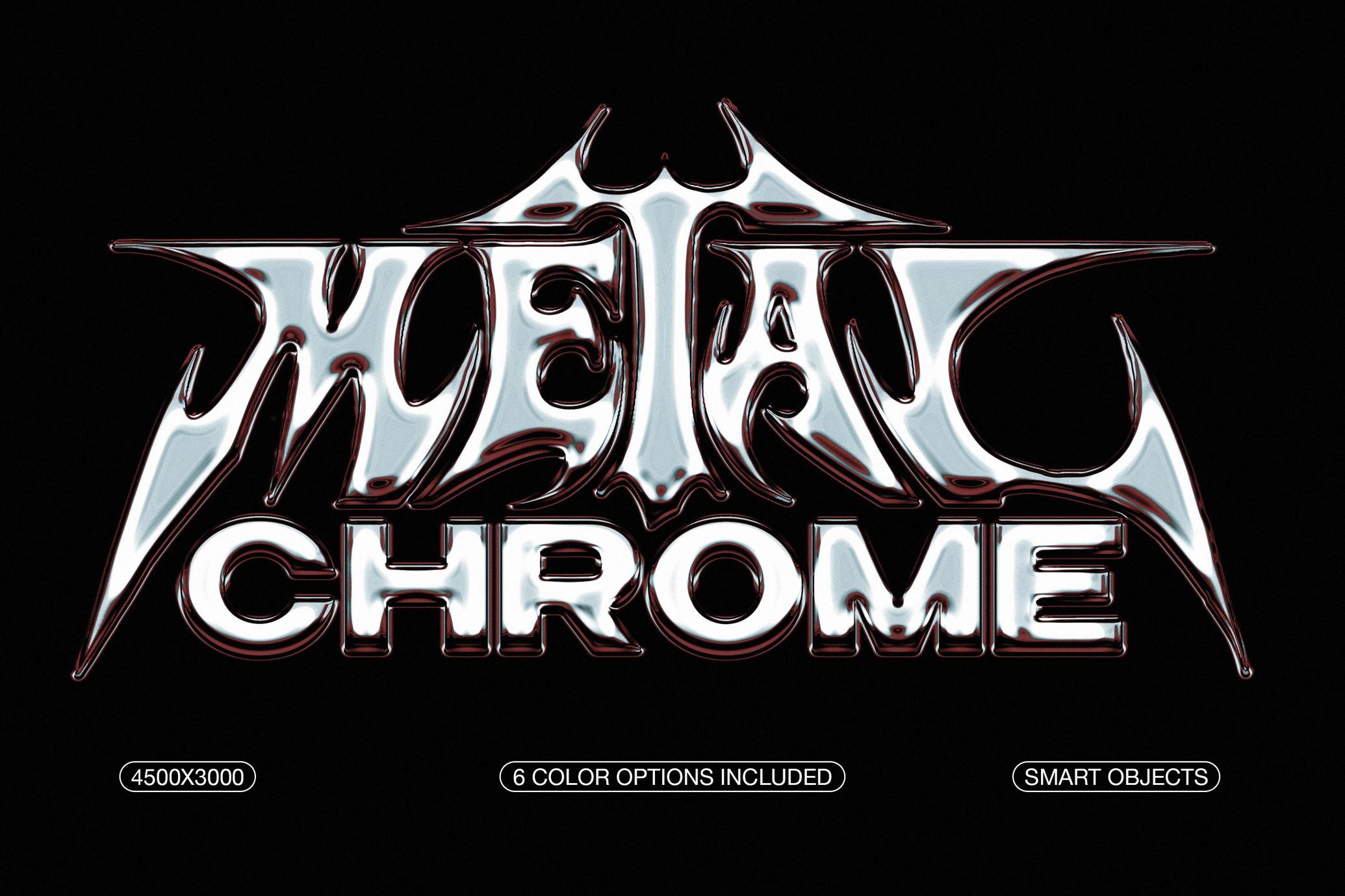 全息渐变闪光y2k金属镀铬效果ps标题文本特效滤镜样机 Metal Chrome Text & Logo Effect , 第1张