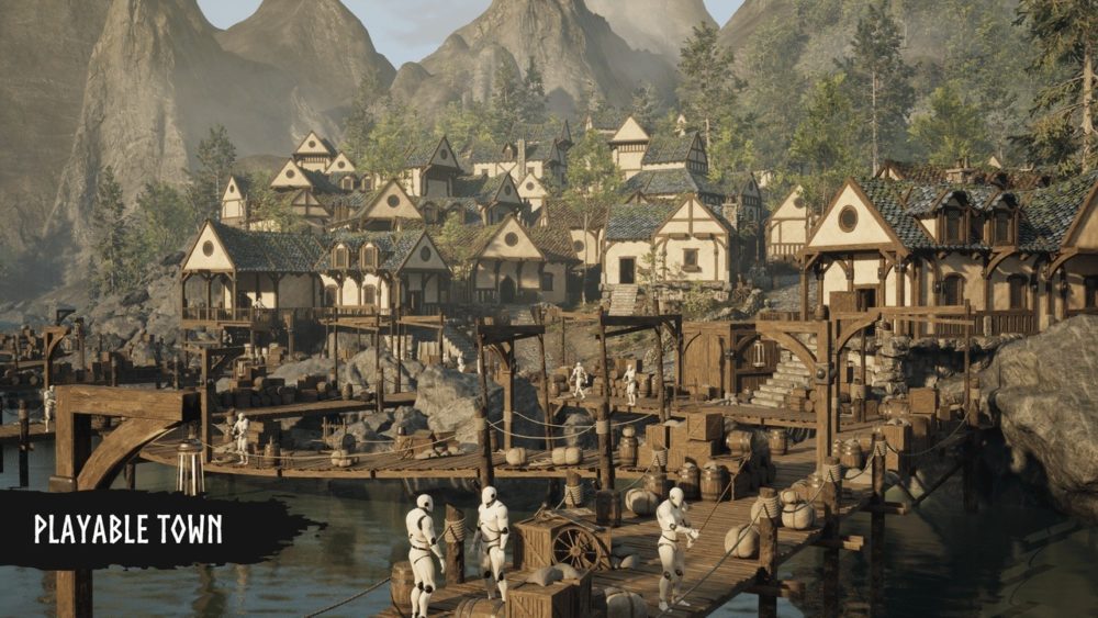 UE5中世纪欧洲城市小镇码头场景3D模型素材Modular Medieval Town, Docks , 第1张