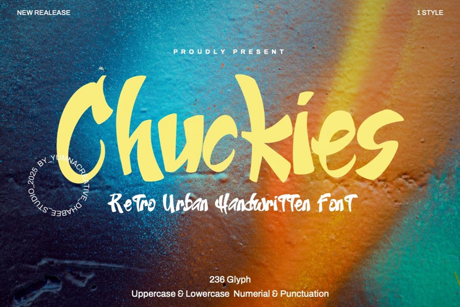 现代复古杂志海报徽标设计手写英文字体安装包 Chuckies – Retro Urban Font , 第1张