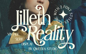 时尚复古美学杂志海报徽标设计衬线英文字体安装包 Lilleth Reality – Vintage Serif