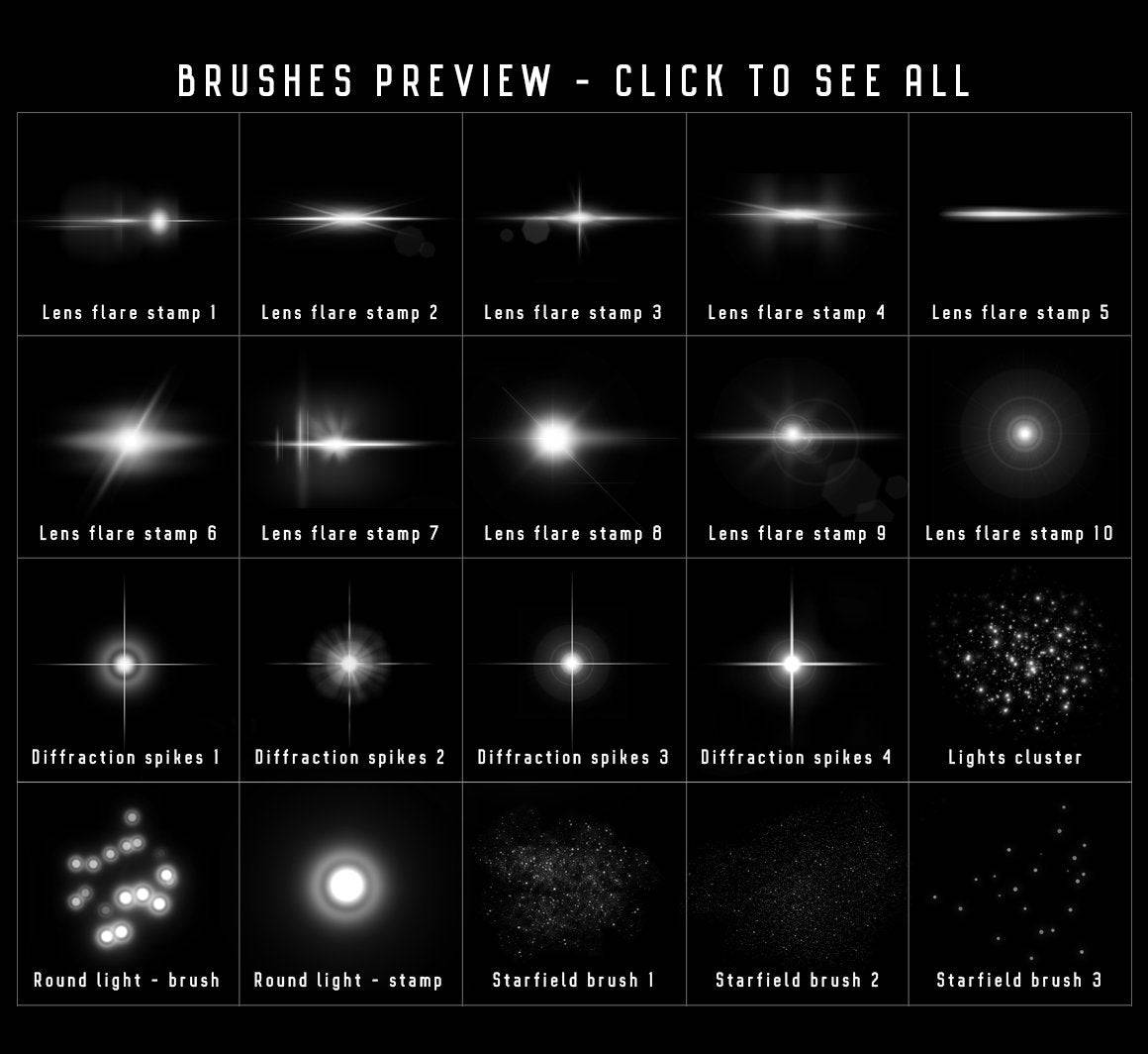 20款镜头光晕发光灯光效果procreate笔刷画笔素材 20 Lens Flare Brushes Set for Procreate , 第4张