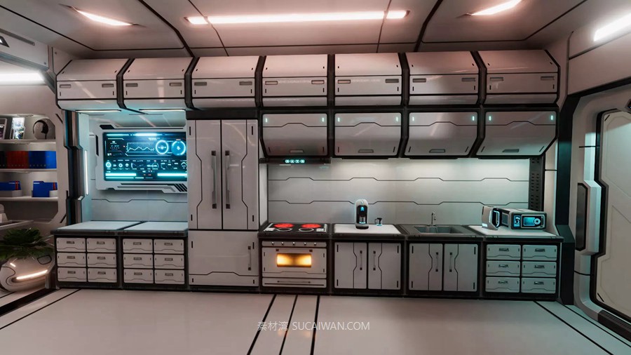 UE未来科幻赛博朋克客厅卧室室内场景3D模型素材 Sci-Fi Living Room , 第5张