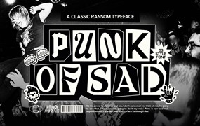 经典复古嘻哈说唱朋克风格专辑海报标题设计psai英文字体安装包 Punk Of Sad — Ransom Font